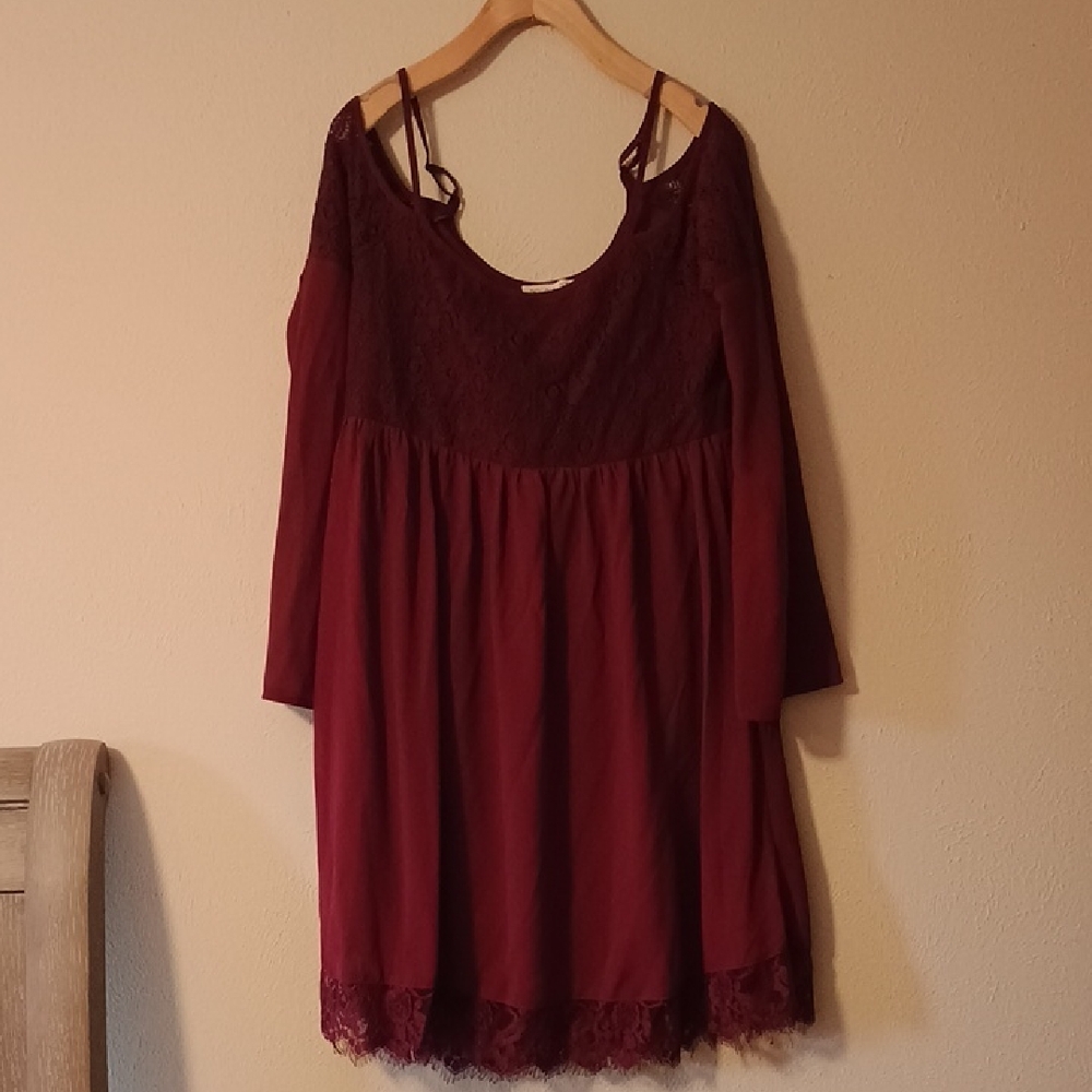 Maroon Cold Shoulder Dress